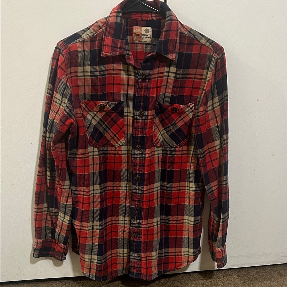 Ruff Hewn Red and Navy Plaid Button Down Shirt